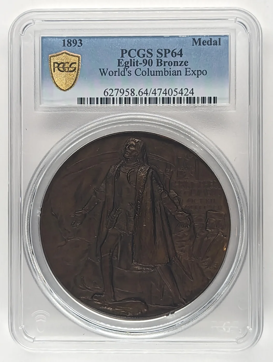1893 Saint-Gaudens World's Columbian Exposition bronze medal, PCGS MS64